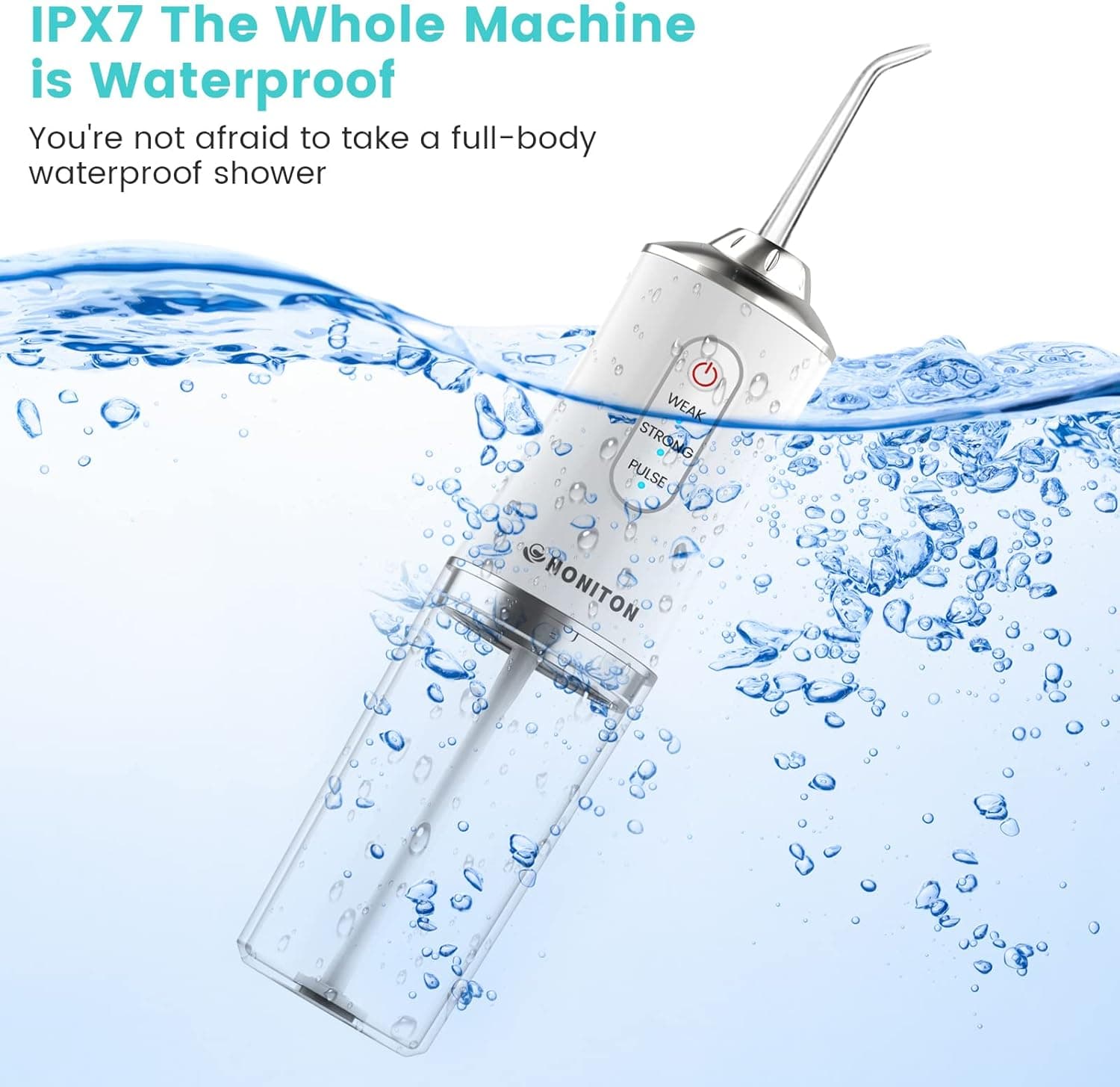 PPS Flush Cordless Rechargeable Water Flosser Dental Oral Irrigator 4 Jet Tips IPX7 Waterproof view 3
