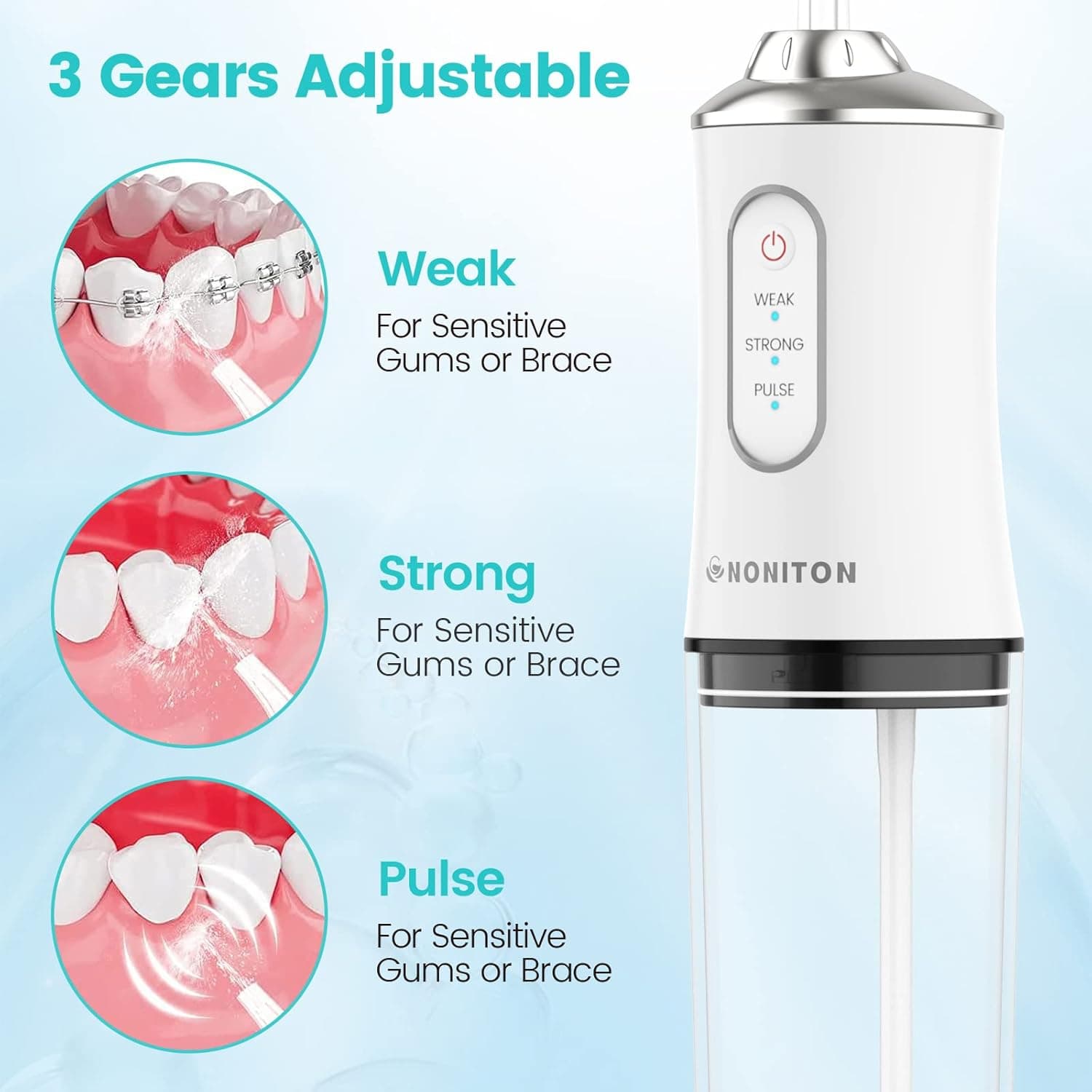 PPS Flush Cordless Rechargeable Water Flosser Dental Oral Irrigator 4 Jet Tips IPX7 Waterproof view 2