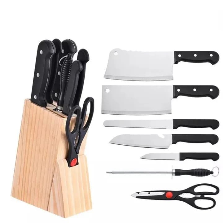Professional Kitchen Knife Set 7 Pc With Wooden Block Stand