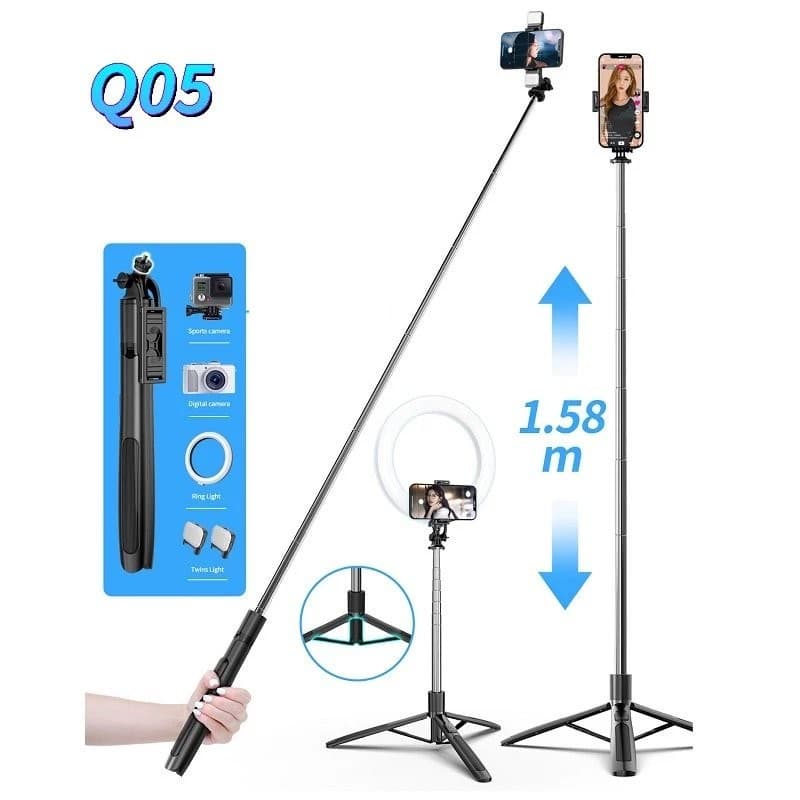 Q05 1580mm Retractable Selfie Tripod With Wireless BT Remote