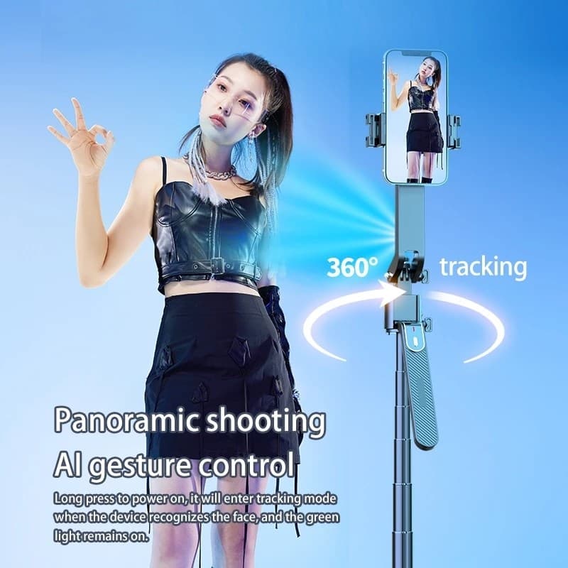 Q185 Face Tracking Handheld Selfie Stick Mobile Action Camera Tripiod Stand view 3