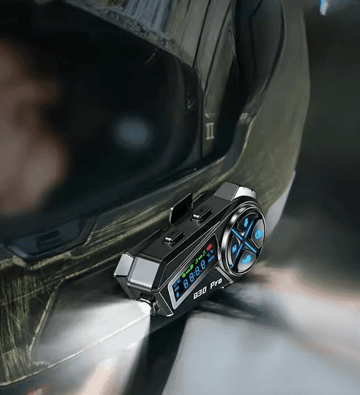 Q30 Motorcycle Helmet Bluetooth Intercom LED HD Digital Display IP56 Waterproof Music Sharing Intercom Distance 500 Meters