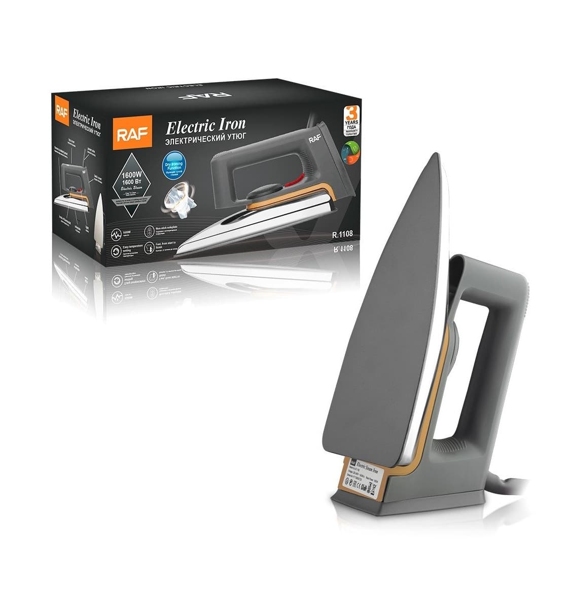 RAF R1108 Electric Non Stick Dry Iron 1600 W