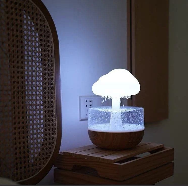 Rain Cloud Humidifier Water Drip Calming Rain Sounds Waterfall Lamp