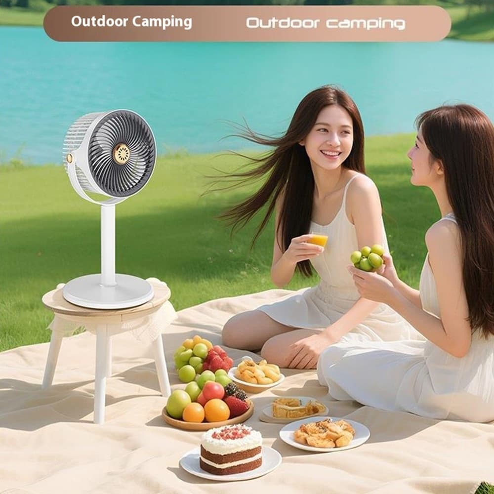 Recharbeable Desk Floor Standing Fan Retractable Adjustable Height 5-Speed Large Airflow view 4