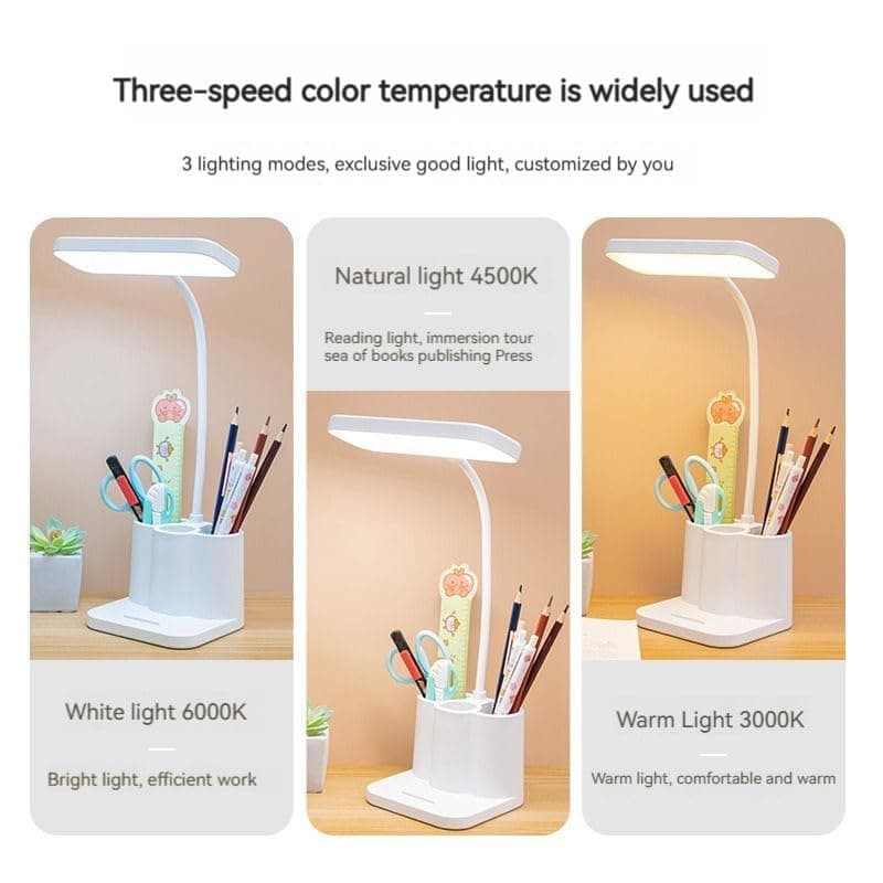 Rechargeable LED Study Lamp With Pen & Phone Holder – 3 Color Modes, Eye Care & Flexible view 3