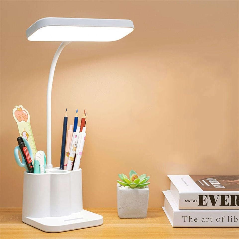Rechargeable LED Study Lamp With Pen & Phone Holder – 3 Color Modes, Eye Care & Flexible