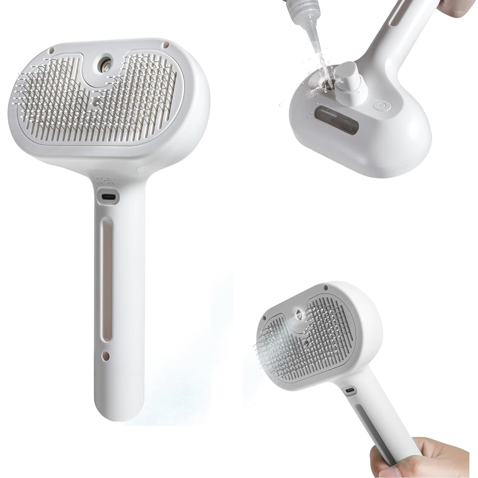 Rechargeable Pet Grooming Brush Comb For Shedding With Water Spray For Cats And Dogs