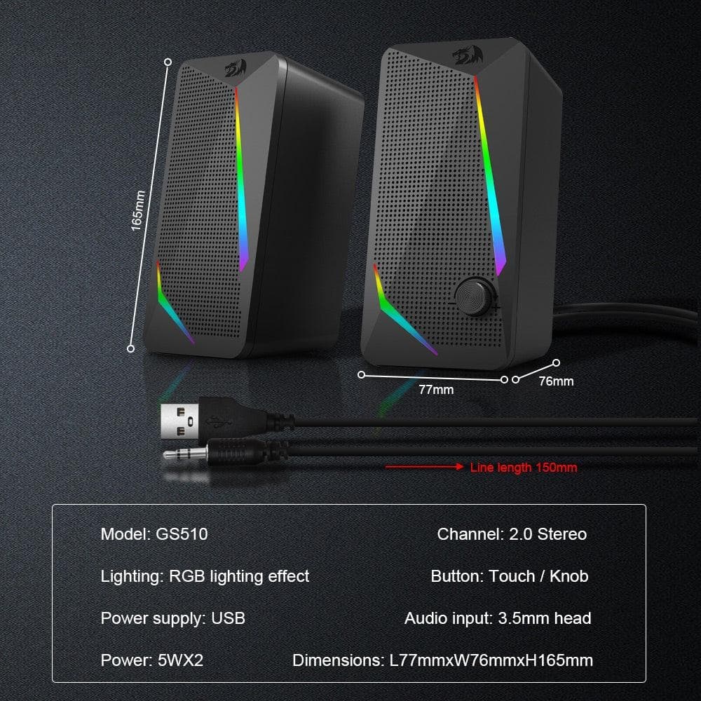 Redragon GS510 Waltz Gaming Speaker 2.0 Channel PC Computer Stereo Speaker With 4 Colorful LED Backlight Modes view 5