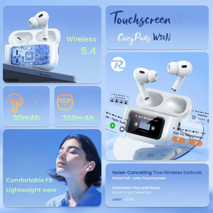 REMAX Cozypods W30N Noise Cancelling True Wireless Earbuds With Touch Screen view 2
