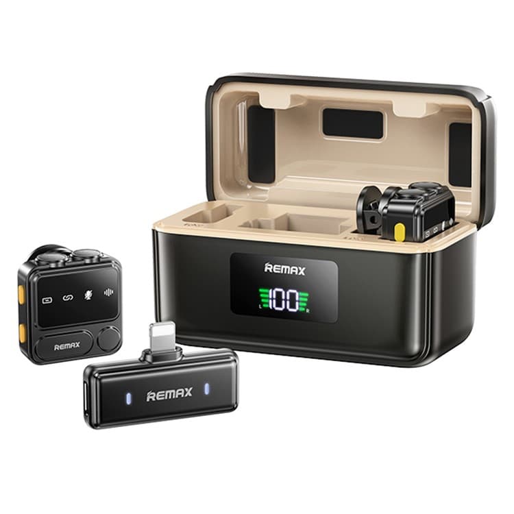 Remax K18 Dual Noise Cancel Wireless Microphone For iPhone And Android view 2