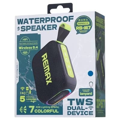 Remax RB M7 Portable Wireless Speaker - IP67 Waterproof, RGB Light, TWS HiFi Sound Loudspeaker view 5
