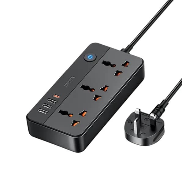 Remax RP-U153 20W Fast Charging Multi-Plug Power Strip with USB and Type-C Ports