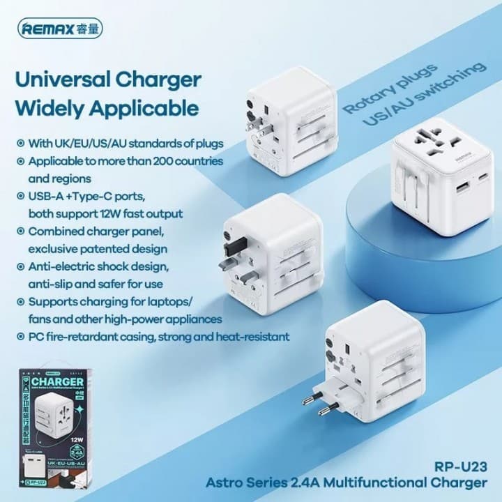 Remax RP U23 Astro Series 2.4A Universal Travel Adapter Charger 12W view 2