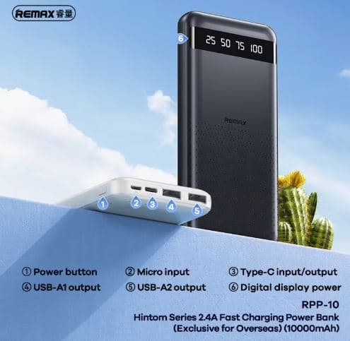 Remax RPP 10 2.4A Fast Charging 10000mAh Powerbank view 2