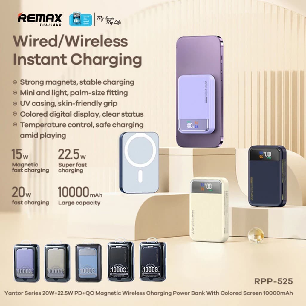 Remax RPP 525 Wireless Magnetic Fast Charging 10000mAh Powerbank view 3
