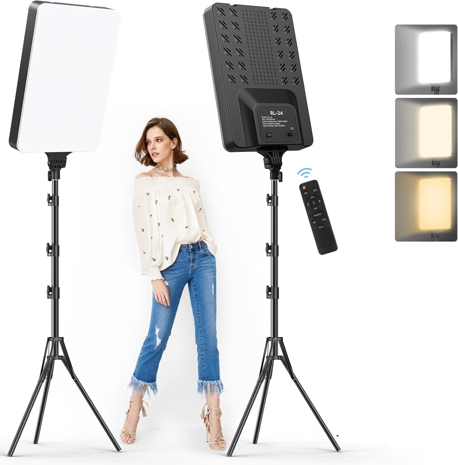 RL24 LED Video Light Panel Light With Tripod Stand And Remote