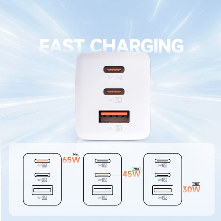 ROMOSS AC65H 65W GaN Fast Charger Foldable USB & Type-C Multifunctional Adapter view 2