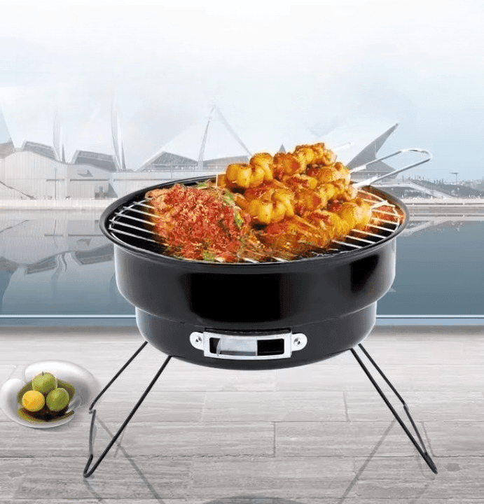 Round Portable Charcoal Barbecue For Indoor Outdoor Garden Grill