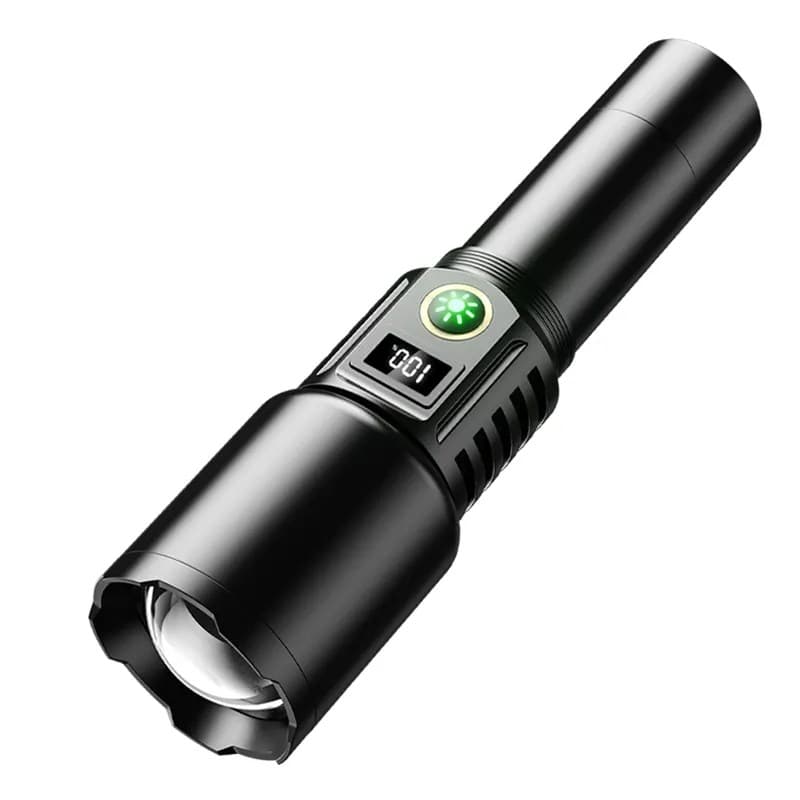 Ruilang P90 SX508 Multi Functional Waterproof Telescopic Flashlight With Digital Display Battery Indicator