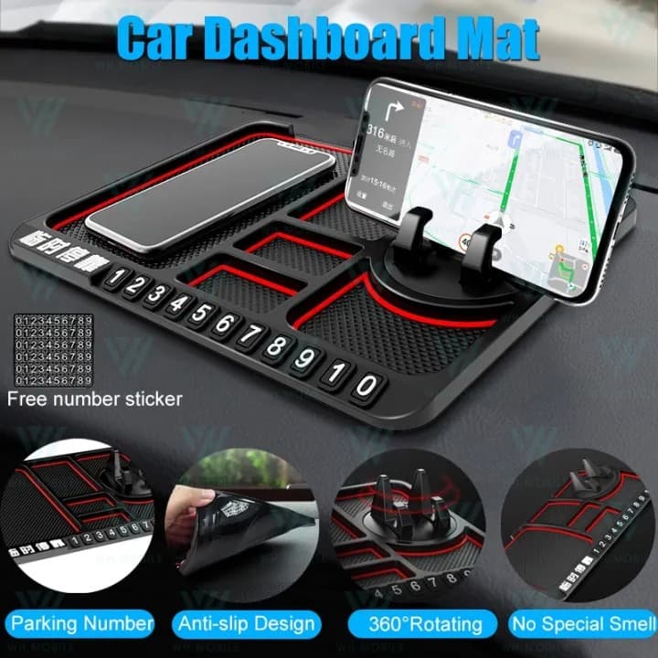 S667 Silicone Car Anti-Slip Mat Phone Holder Dashboard Phone Mount With Parking Number Card view 4
