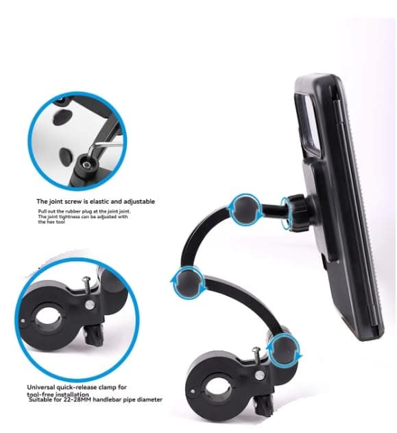S806 Waterproof 360 Rotation Motorcycle Bike Mobile Phone Holder view 3