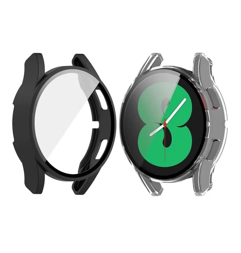 Screen Protector Case For Samsung Galaxy Watch 4 (44 mm) Full-Coverage Bumper + Tempered Glass Cover