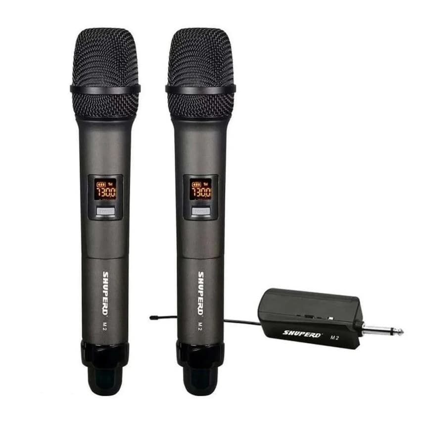 Shuperd M2 Dual Wireless Vocal Microphone With Receiver Base