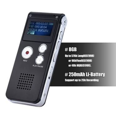 SK-012 8GB Voice Recorder USB Professional Dictaphone Digital Audio With WAV MP3 Player Record