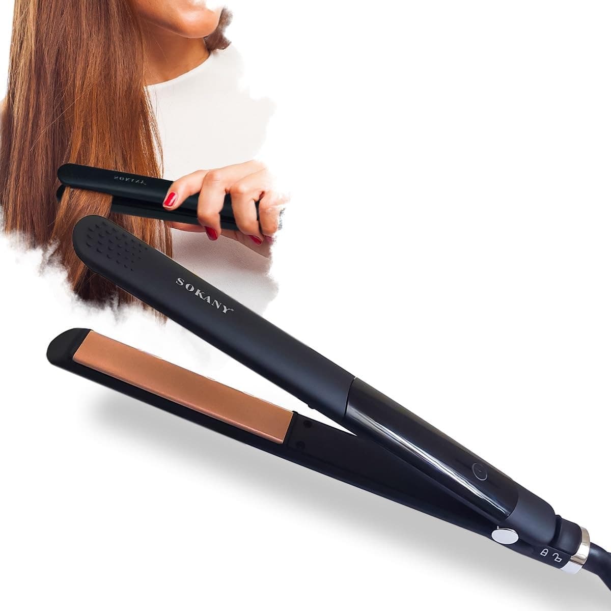 Sokany SK‑1901 Professional Hair Straightener Flat Iron With Adjustable Temperature & LCD Display