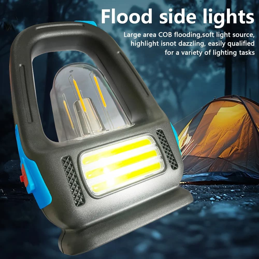 Solar Rechargeable Camping Lantern Light Bright COB Flashlight For Hiking & Fishing view 2