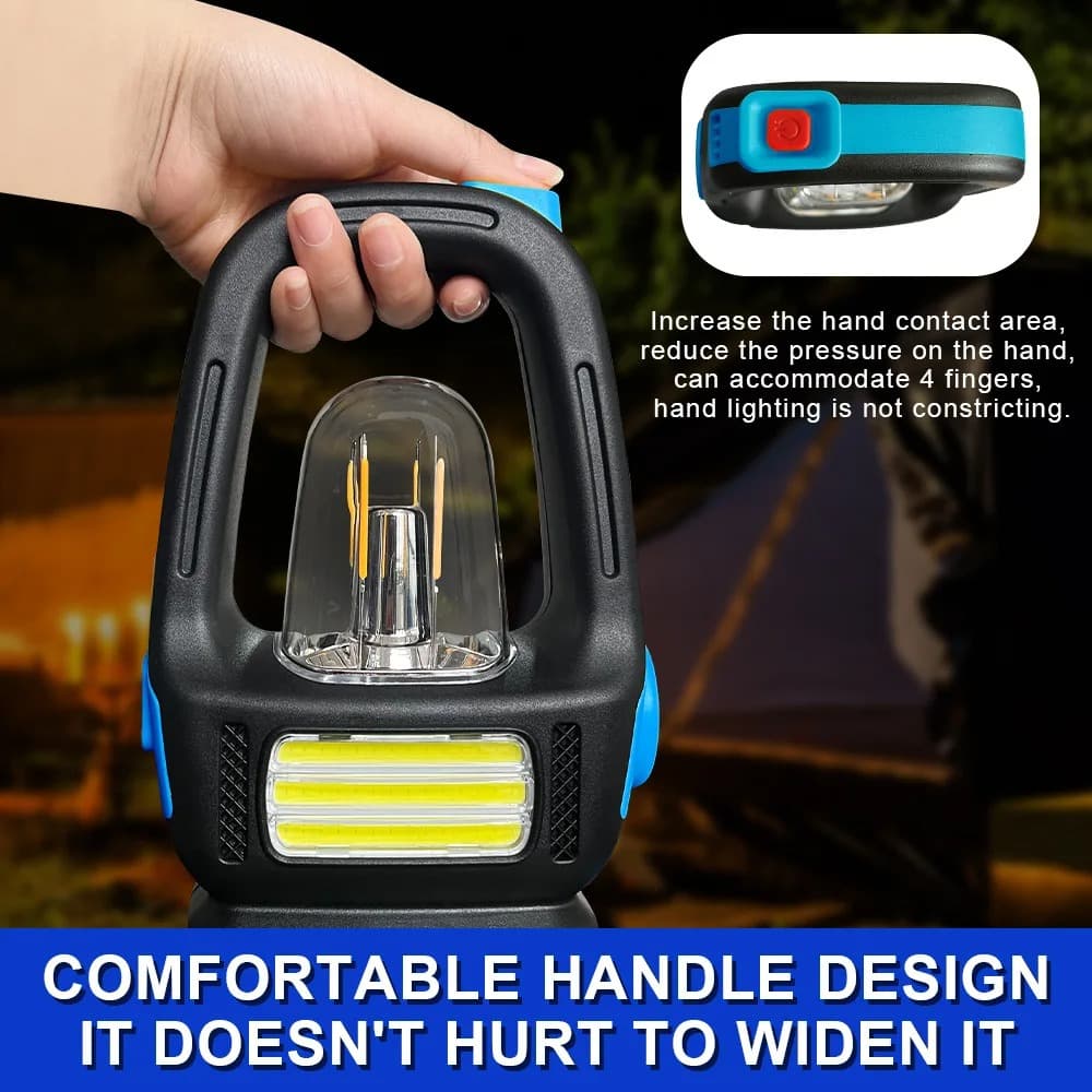 Solar Rechargeable Camping Lantern Light Bright COB Flashlight For Hiking & Fishing view 3
