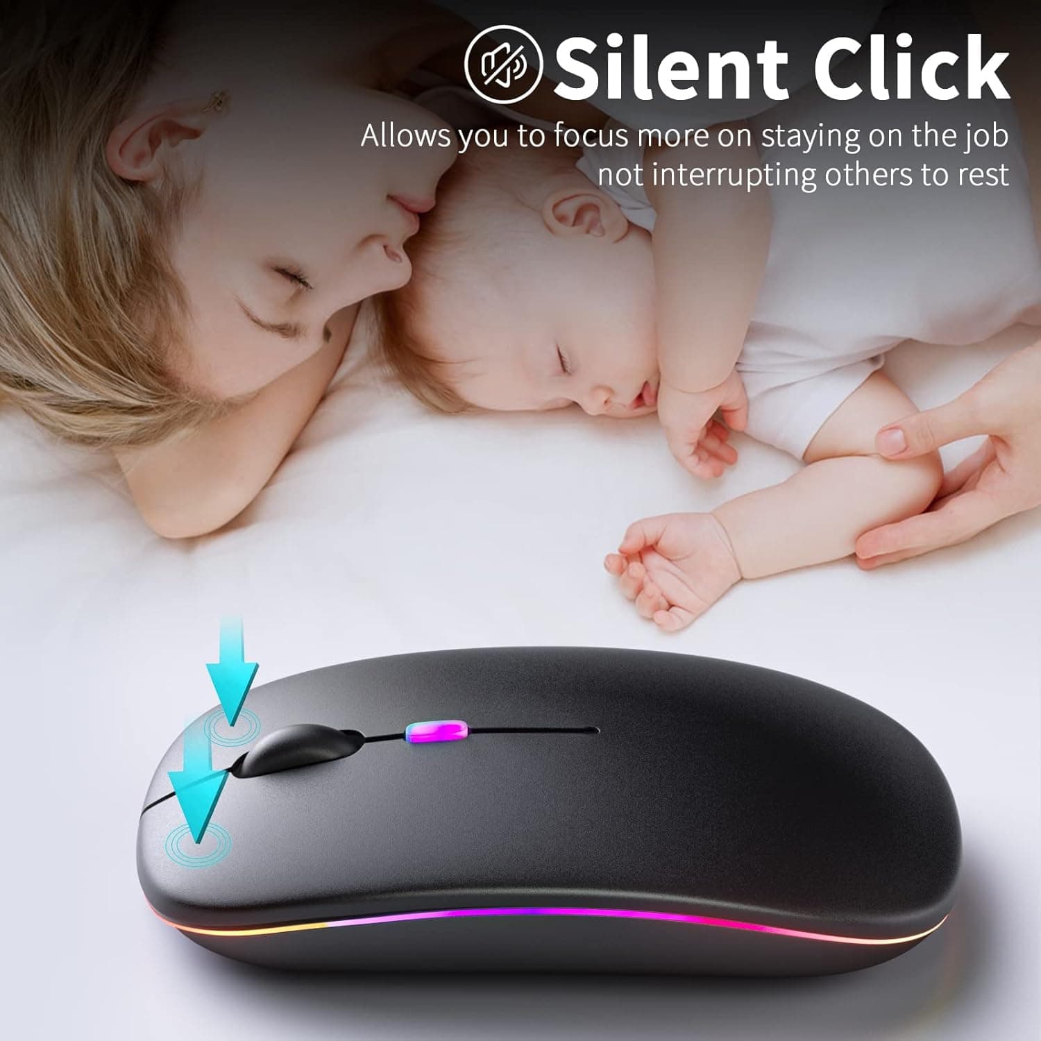 SOLID W10 Dual Mode Bluetooth And 2.4 Type C Rechargeable Mouse LED Silent Click view 2