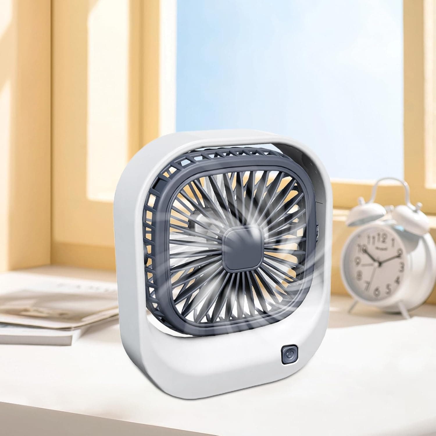 Square USB Rechargeable Mini Desk Fan view 2