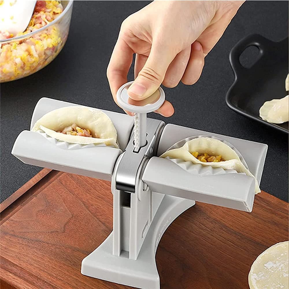Stainless Steel Double Head Automatic Dumpling Momo Maker Mould Ravioli Press Mold Making Tool
