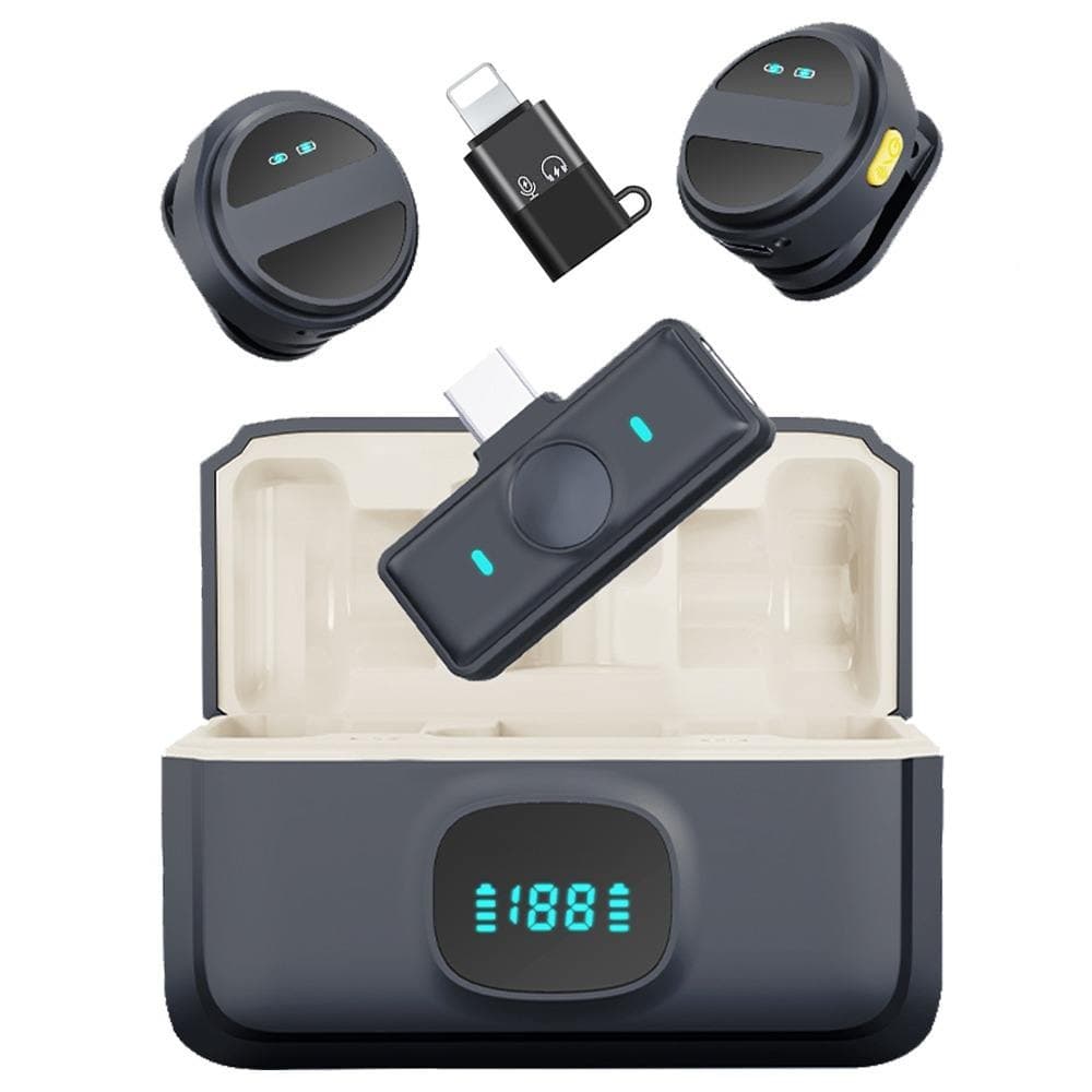SX21 2.4G Smart Clip-On Wireless Microphone WithType-C Port And Lightning Adapter