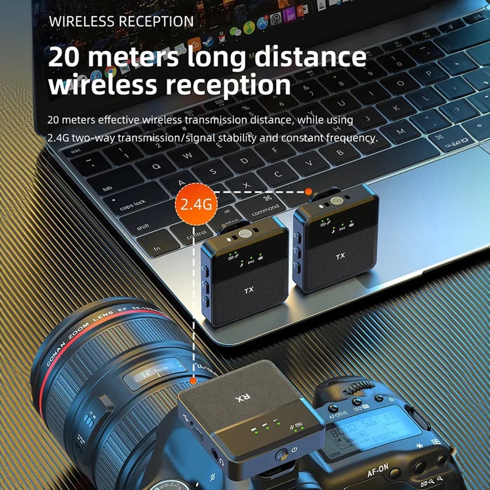 SX9 Dual Mini Wireless Lavalier Microphone For Mobile Phone Camera view 2