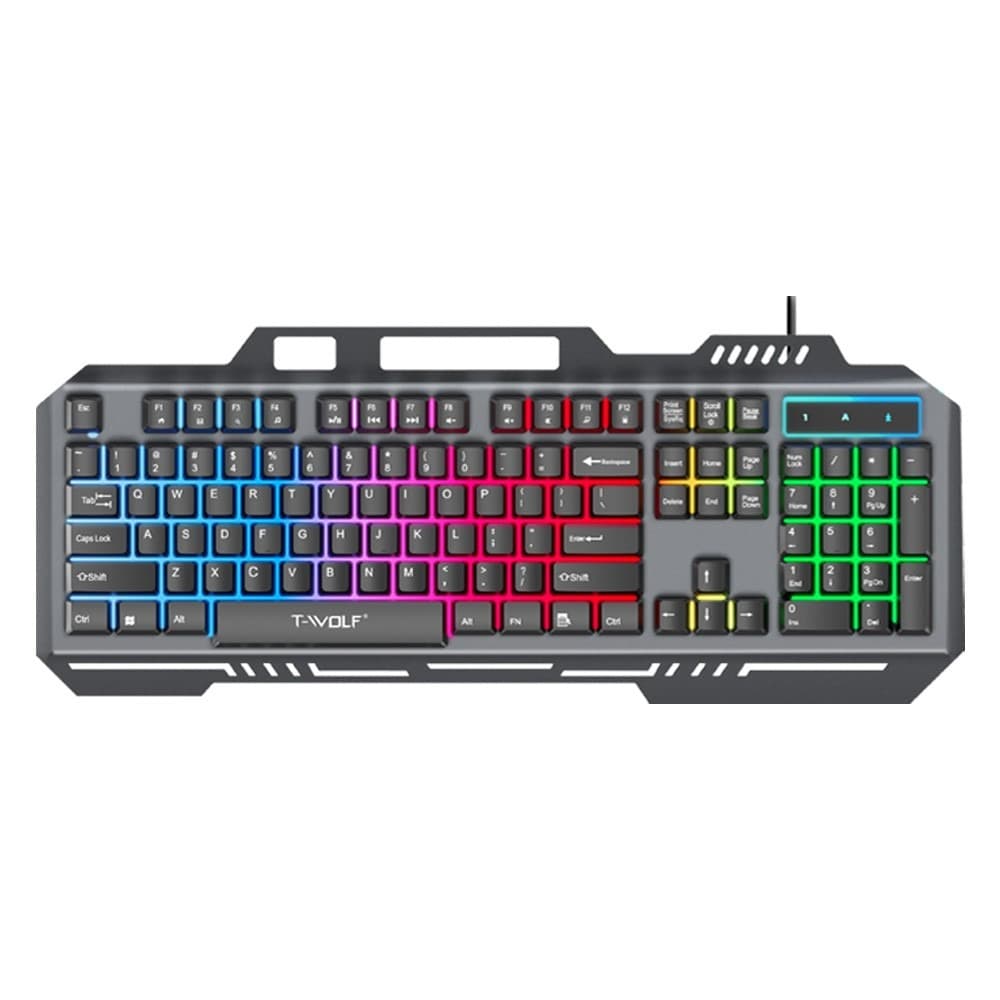 T‑WOLF T16 Backlit Wired 104-Key Gaming Keyboard With Ambient Lighting view 2