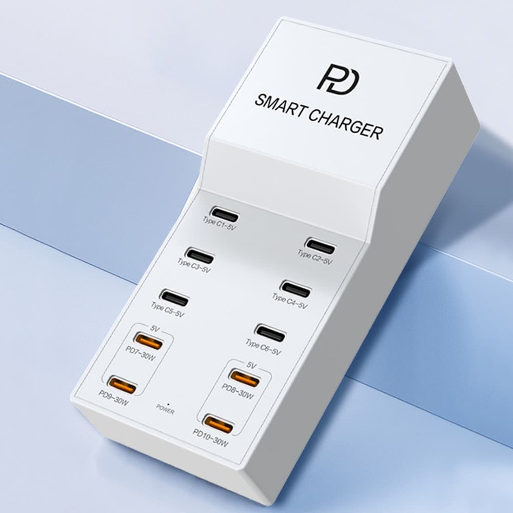 T8+ 72W Smart USB-C 10-Port Charger For Multiple Devices