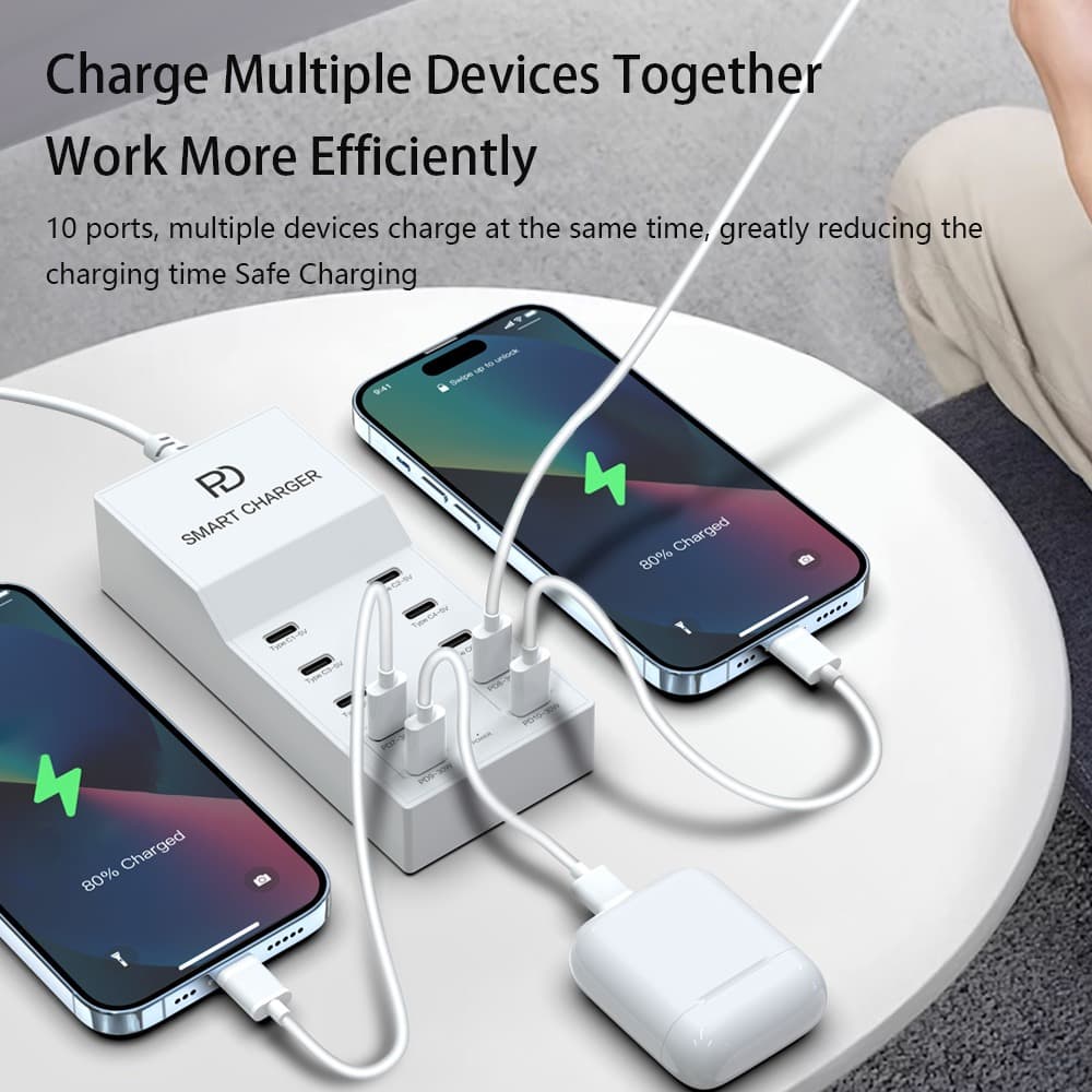 T8+ 72W Smart USB-C 10-Port Charger For Multiple Devices view 2