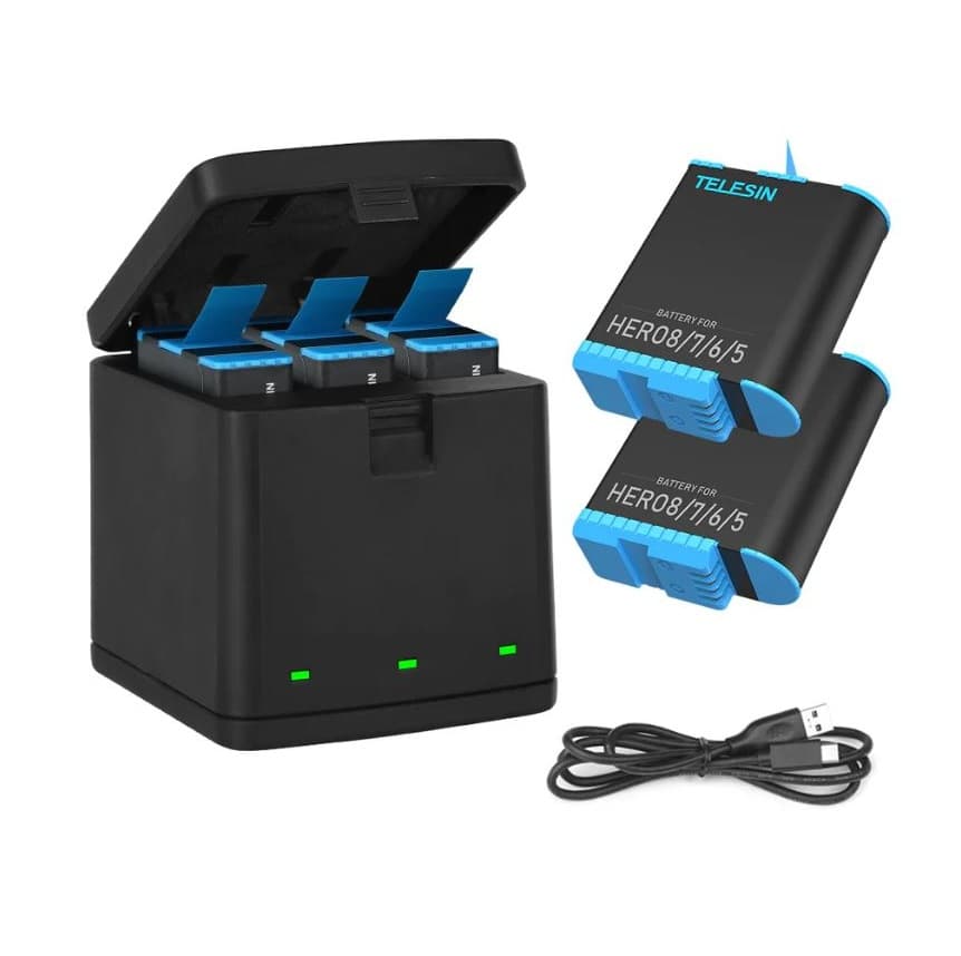 TELESIN 3 Slots LED Storage Charger Box For GoPro HERO 8/7/6/5