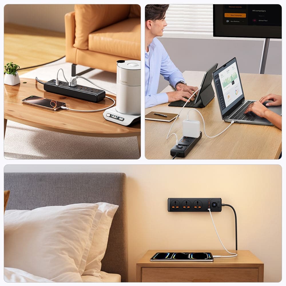 Toocki C35 7-in-1 GaN Charging Station EU Plug | 30W Fast Charging Power Strip with 4 AC Outlets & 3 USB Ports view 6