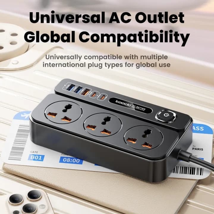 Toocki C36 8 In 1 Universal Power Strip 2500W AC & 32W GaN Fast Charger view 4