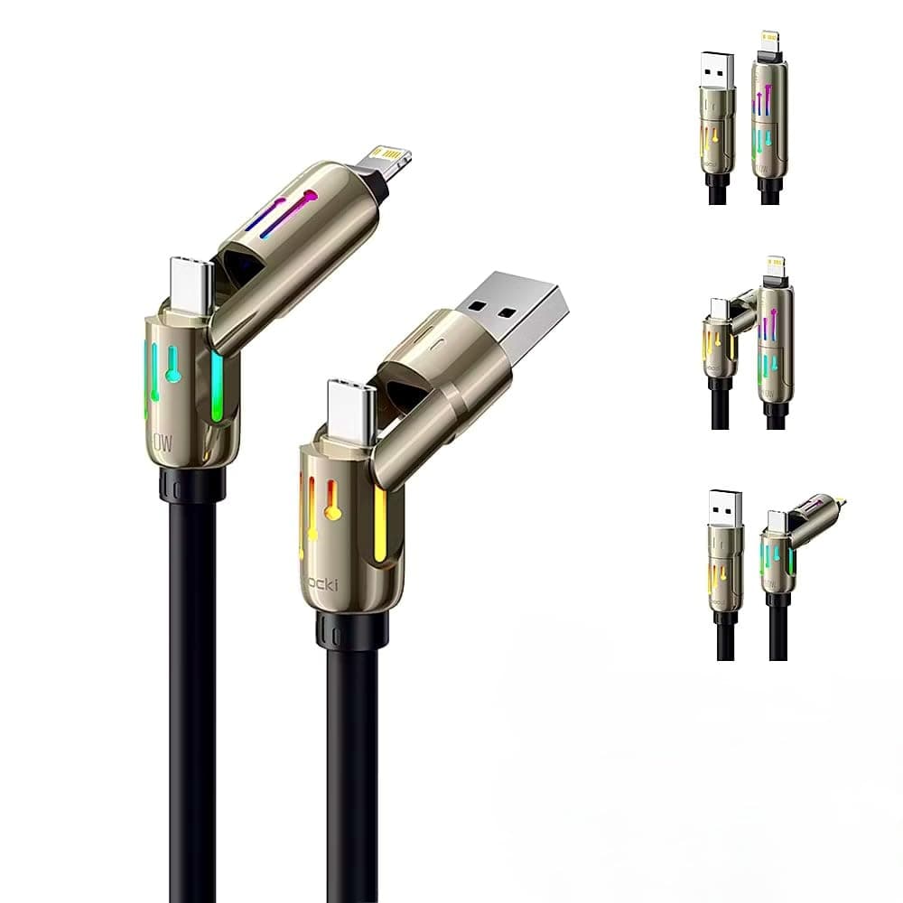 Toocki GZ01 240W 4-in-1 Multi Fast Charging Cable 2M Silky Silicone Cord RGB Glow Light