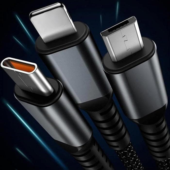 Transparent 100W 3 In 1 Fast Charging Cable Type C USB Micro view 3