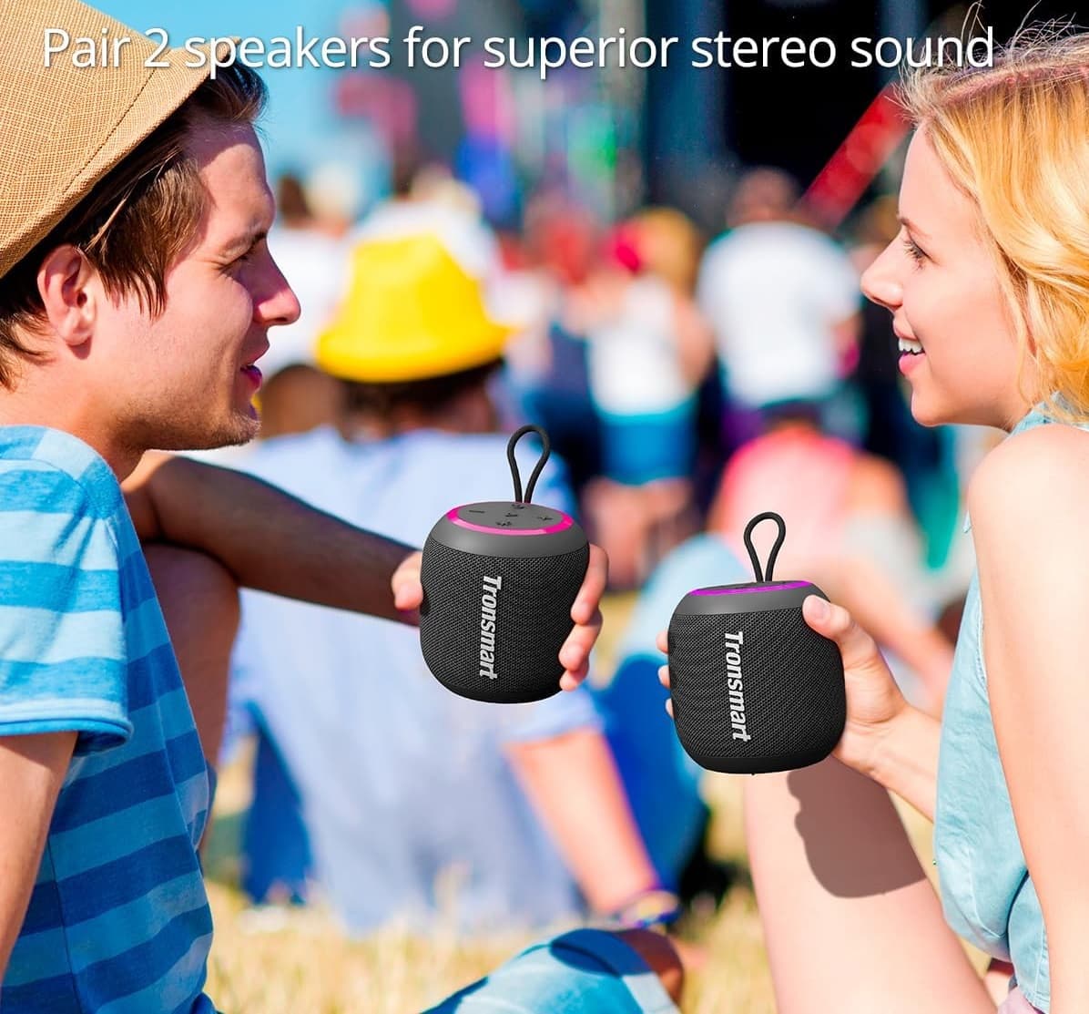 Tronsmart T7 Mini Compact Portable Bluetooth Speaker With Lights Stereo Sound view 3