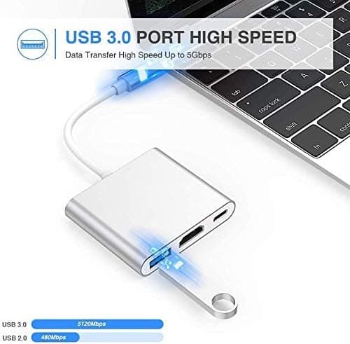 Type C To HDMI 3 In 1 4K Adapter 3.0 USB Port And Type C 3.1 Female Charging Port view 2