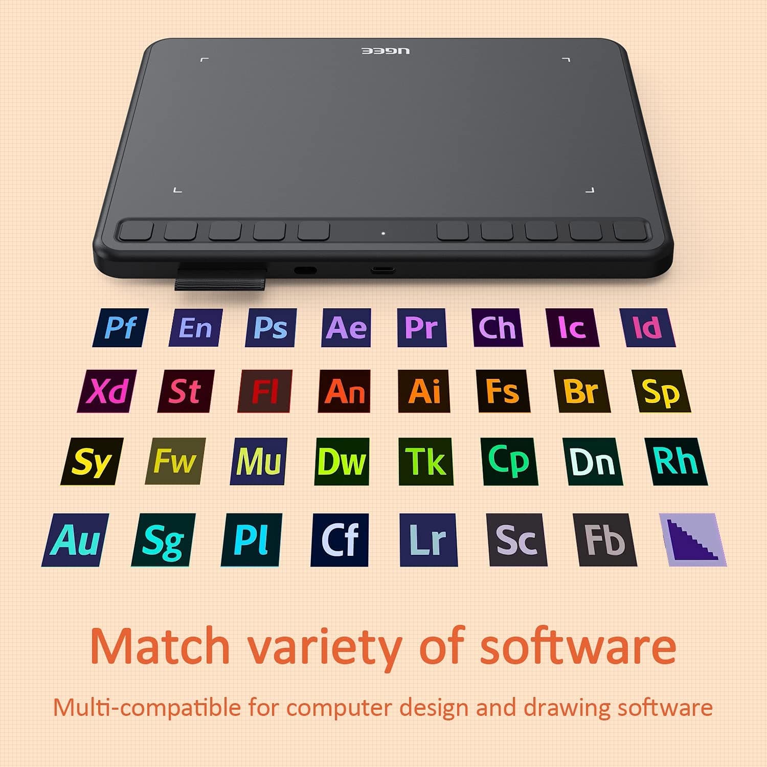 UGEE S640 Graphic Drawing Tablet With Battery-Free Stylus And 10 Express Keys view 2