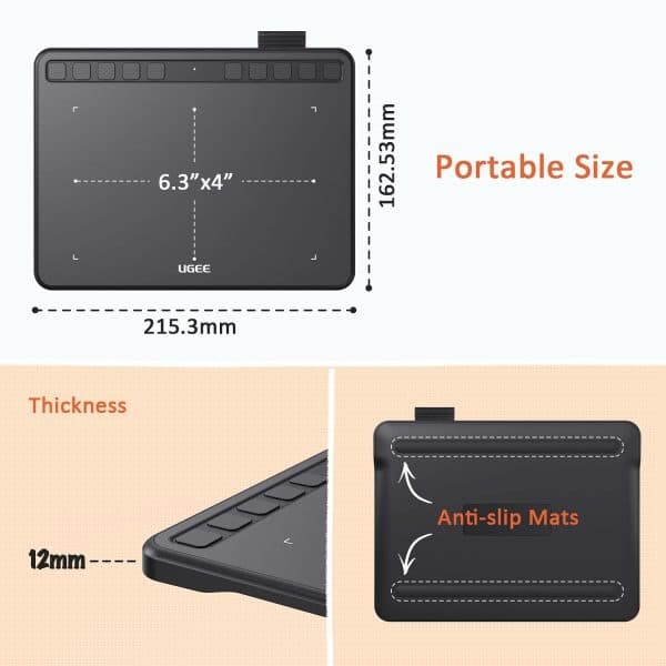 UGEE S640 Graphic Drawing Tablet With Battery-Free Stylus And 10 Express Keys view 3