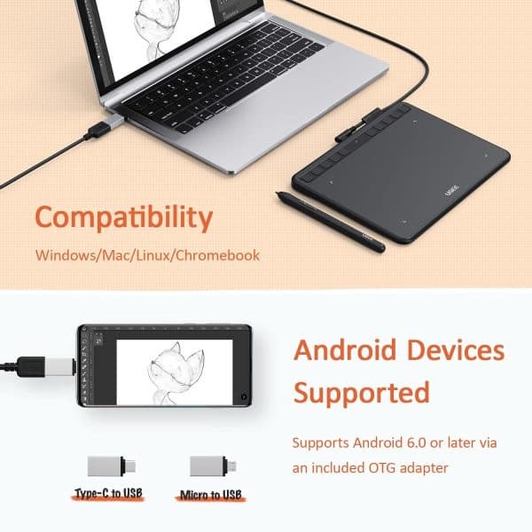 UGEE S640 Graphic Drawing Tablet With Battery-Free Stylus And 10 Express Keys view 5